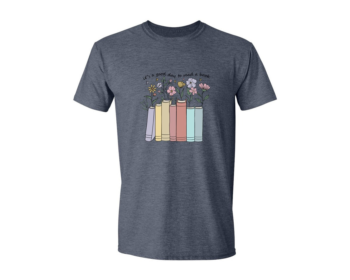 brand:Generic|color:Heather Navy|Its A Good Day To Read A Book 37 Graphic T-Shirt