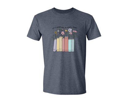 brand:Generic|color:Heather Navy|Its A Good Day To Read A Book 37 Graphic T-Shirt