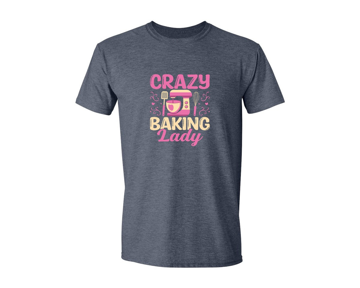 brand:Generic|color:Heather Navy|Crazy Baking Lady Mixer Whisk Baker Graphic T-Shirt