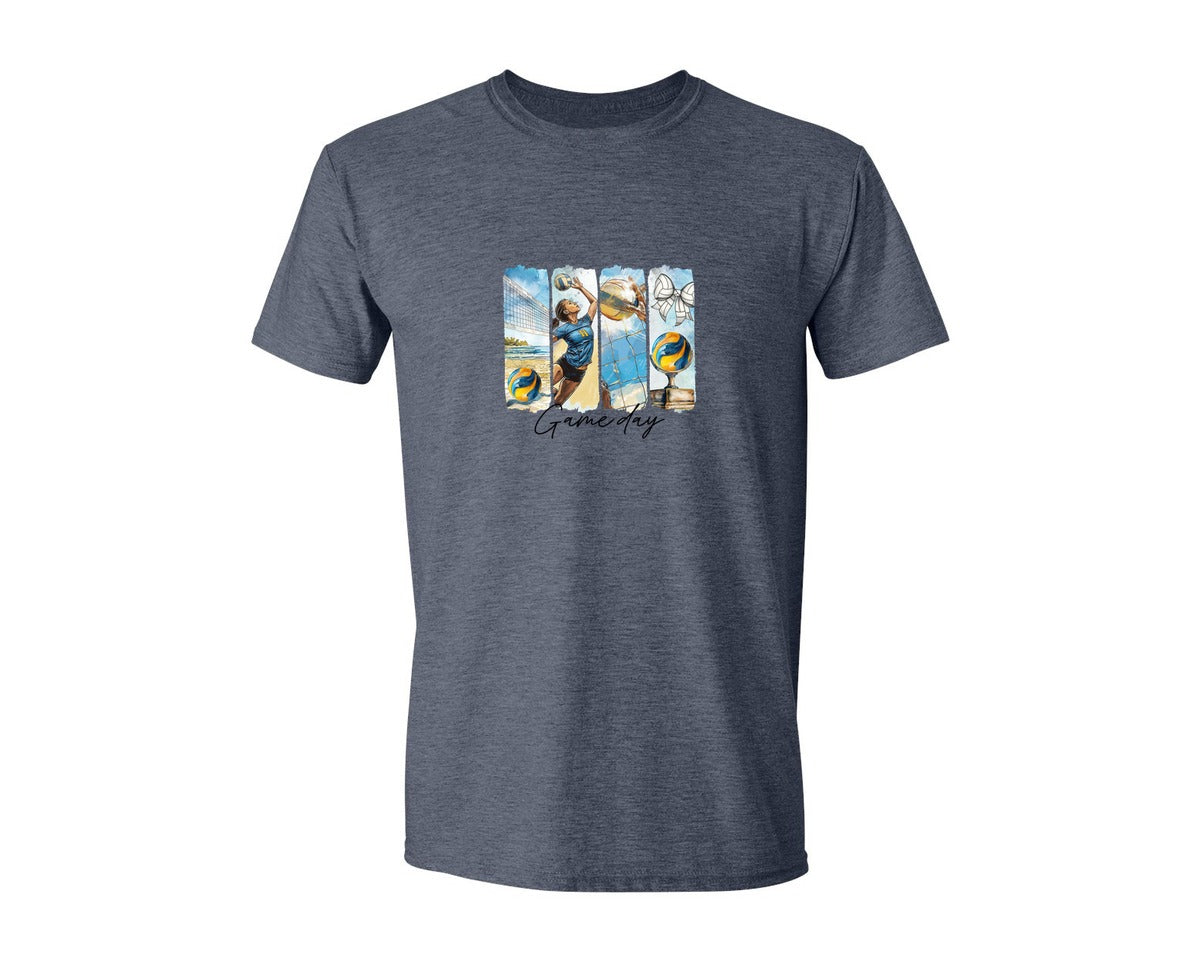 brand:Generic|color:Heather Navy|Volleyball Game Day 3 Graphic T-Shirt