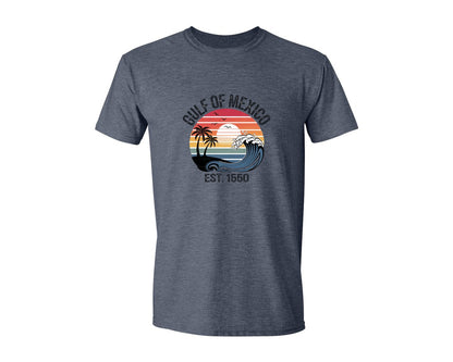 brand:Generic|color:Heather Navy|Gulf Of Mexico Sunset Graphic T-Shirt