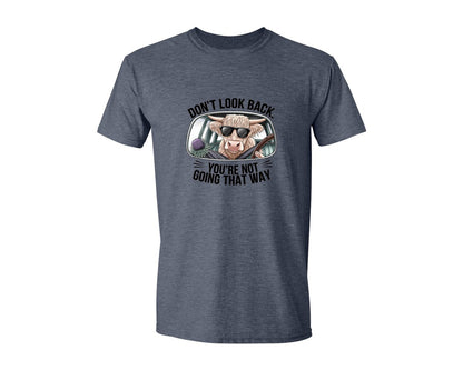 brand:Generic|color:Heather Navy|Dont Look Back Highland Cow 4 Graphic T-Shirt