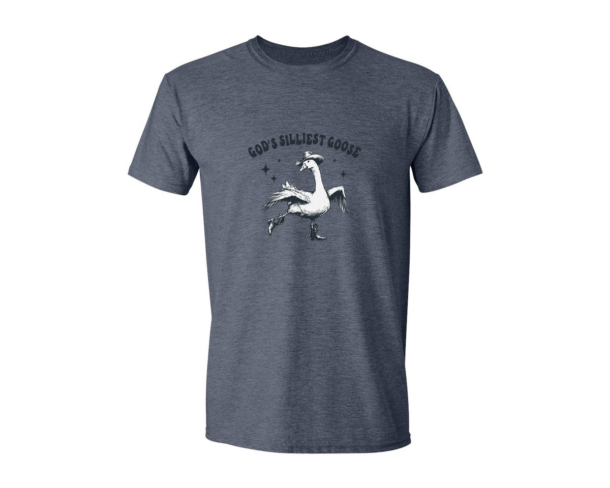 brand:Generic|color:Heather Navy|Gods Silliest Cowboy Goose Dancing Shir Graphic T-Shirt