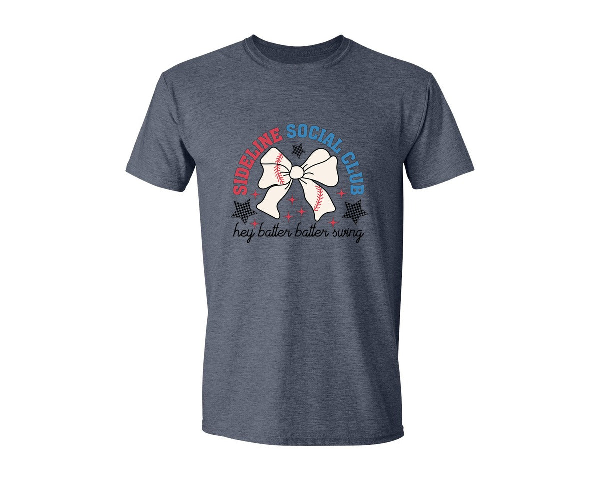 brand:Generic|color:Heather Navy|Sideline Social Club Hey Batter Batter Graphic T-Shirt