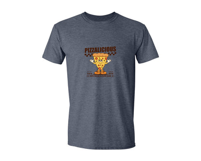 brand:Generic|color:Heather Navy|Vintage Slice Pizza Cartoon Character Graphic T-Shirt