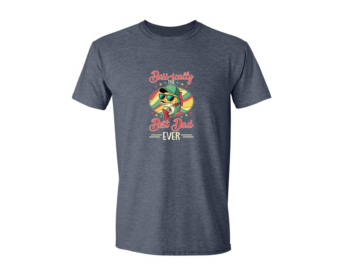 brand:Generic|color:Heather Navy|Best Dad Ever Bass Fishing Dad Graphic T-Shirt