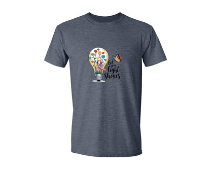 brand:Generic|color:Heather Navy|Autism Awareness Let Your Light Shine Graphic T-Shirt