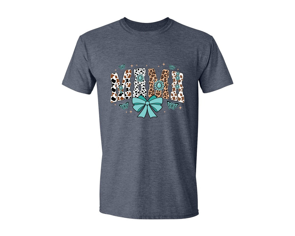 brand:Generic|color:Heather Navy|Western Mama Blue Coquette Graphic T-Shirt