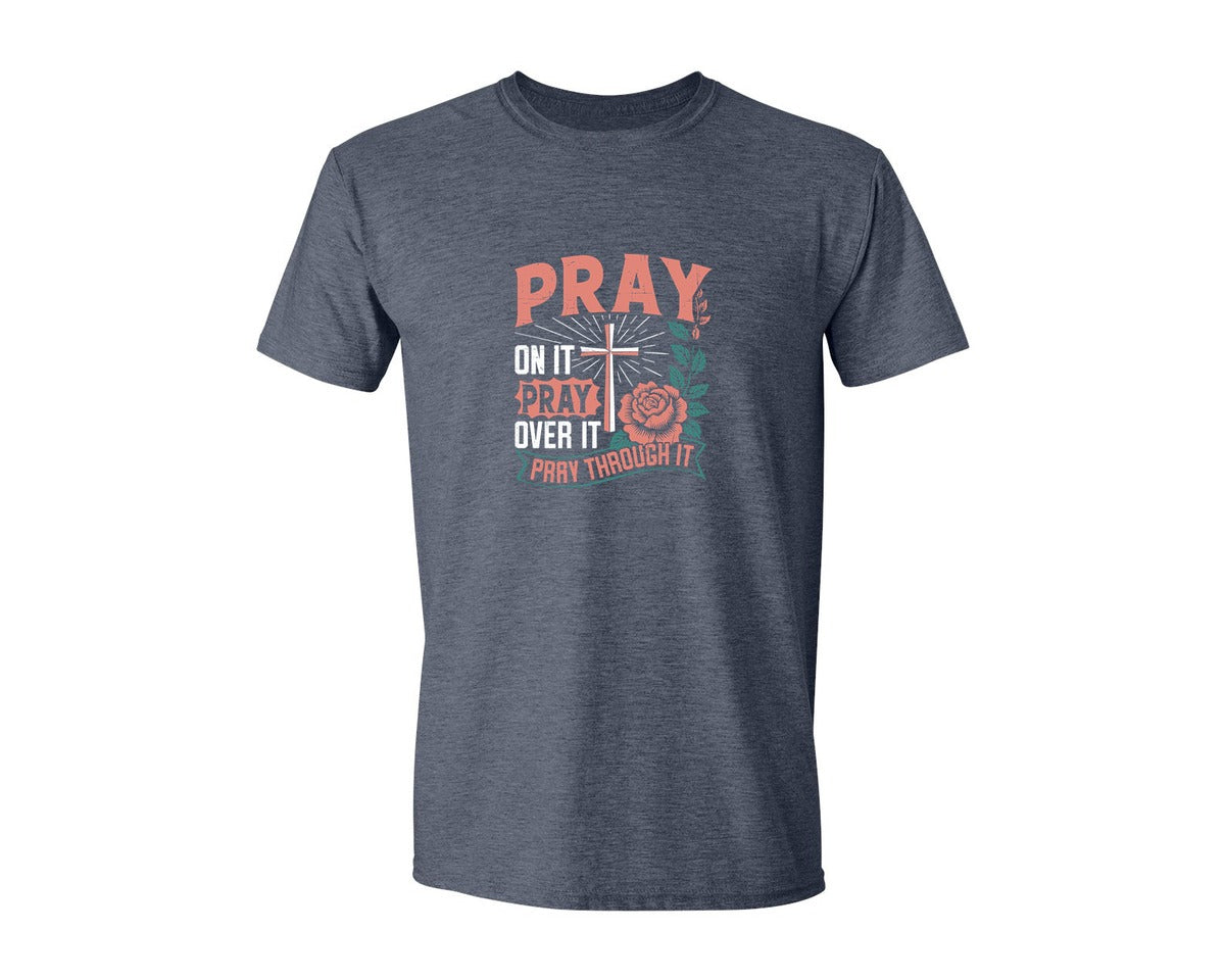 brand:Generic|color:Heather Navy|Pray On It Pray Over It T Shirt Graphic T-Shirt