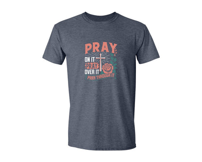 brand:Generic|color:Heather Navy|Pray On It Pray Over It T Shirt Graphic T-Shirt