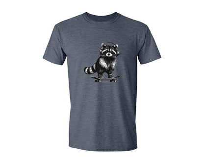 brand:Generic|color:Heather Navy|Raccoon Playing Skateboard Shirt Graphic T-Shirt