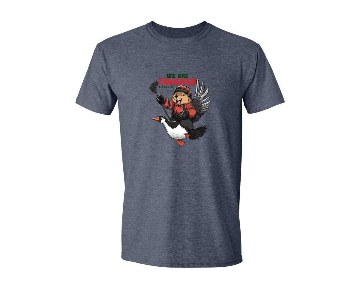 brand:Generic|color:Heather Navy|We Are Canada Elbows Up Graphic T-Shirt
