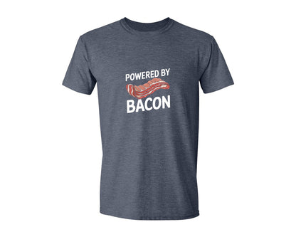 brand:Generic|color:Heather Navy|Powered By Bacon T Shirt Design 2 Graphic T-Shirt