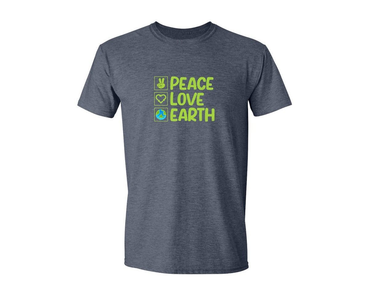 brand:Generic|color:Heather Navy|Peace Love Earth T Shirt Graphic T-Shirt
