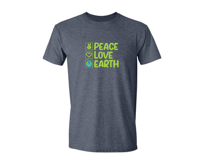 brand:Generic|color:Heather Navy|Peace Love Earth T Shirt Graphic T-Shirt