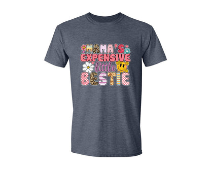 brand:Generic|color:Heather Navy|Mamas Expensive Little Bestie 9 Graphic T-Shirt