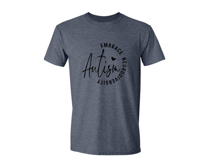 brand:Generic|color:Heather Navy|Embrace Neurodiversity Autism Graphic T-Shirt