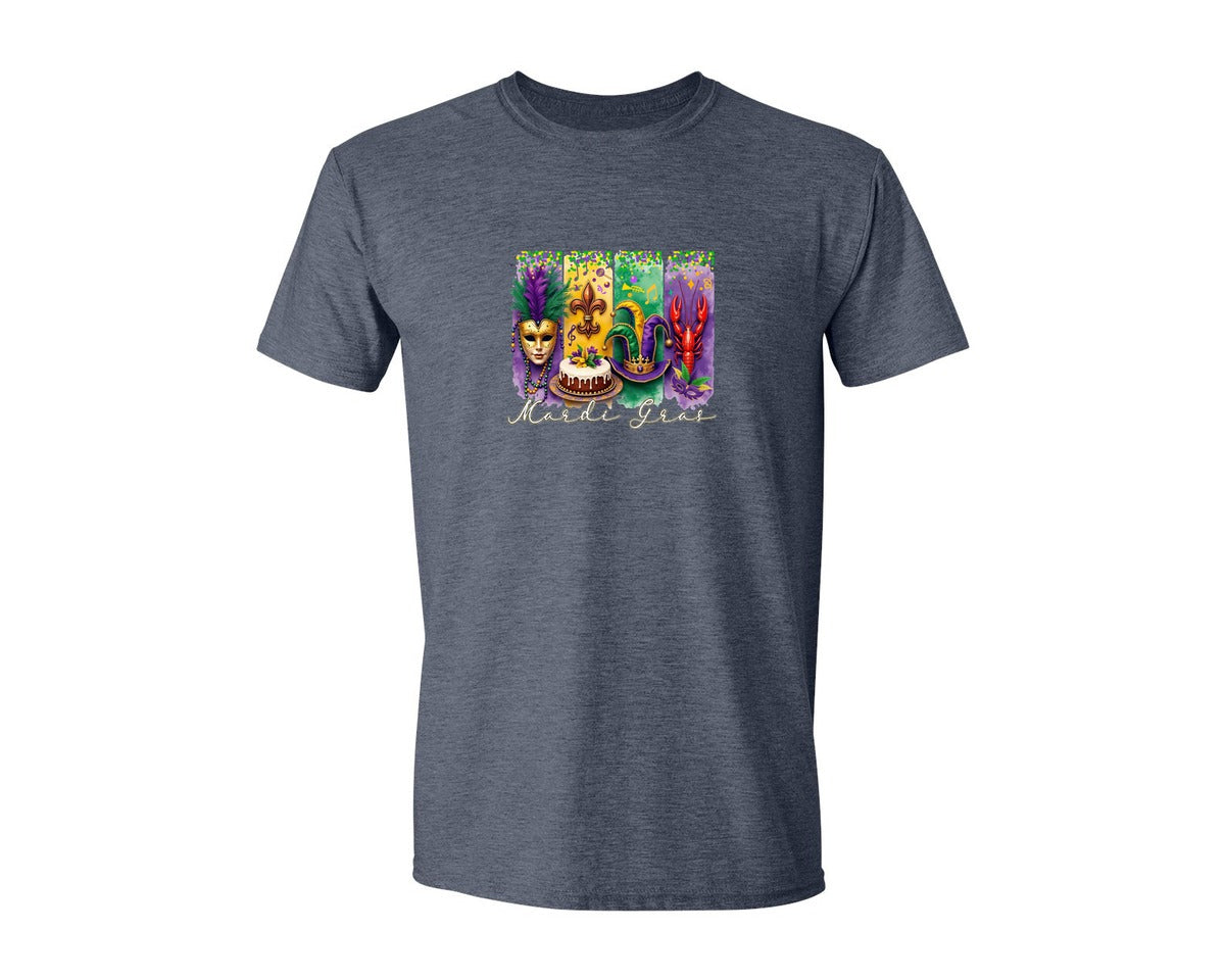 brand:Generic|color:Heather Navy|Mardi Gras Coquette 2 Graphic T-Shirt