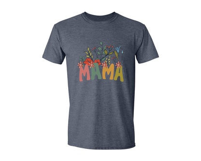 brand:Generic|color:Heather Navy|Mama Shirt Wildflowers Mama Shirt Graphic T-Shirt