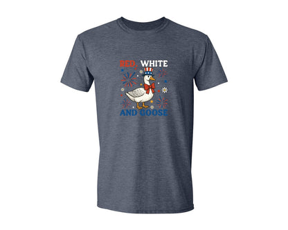 brand:Generic|color:Heather Navy|Red White And Goose Funny 4Th July Graphic T-Shirt