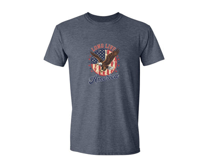 brand:Generic|color:Heather Navy|Patriotic 4Th Of July Long Live America Graphic T-Shirt