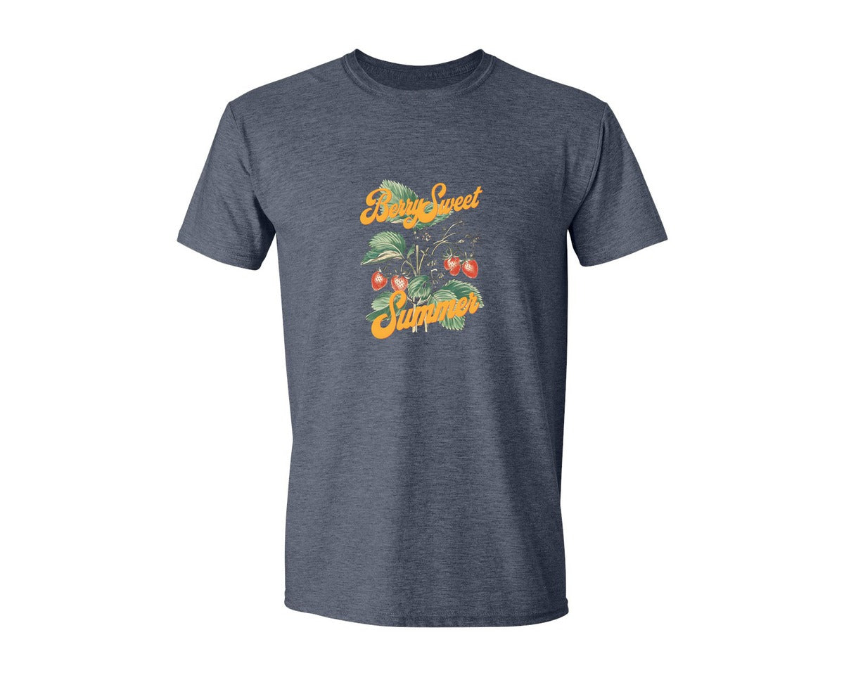 brand:Generic|color:Heather Navy|Strawberry Vintage Summer Graphic T-Shirt