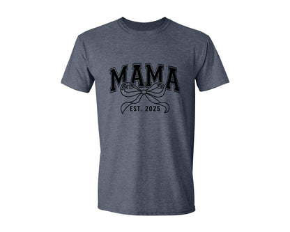 brand:Generic|color:Heather Navy|Mama Bow Varsity Graphic T-Shirt