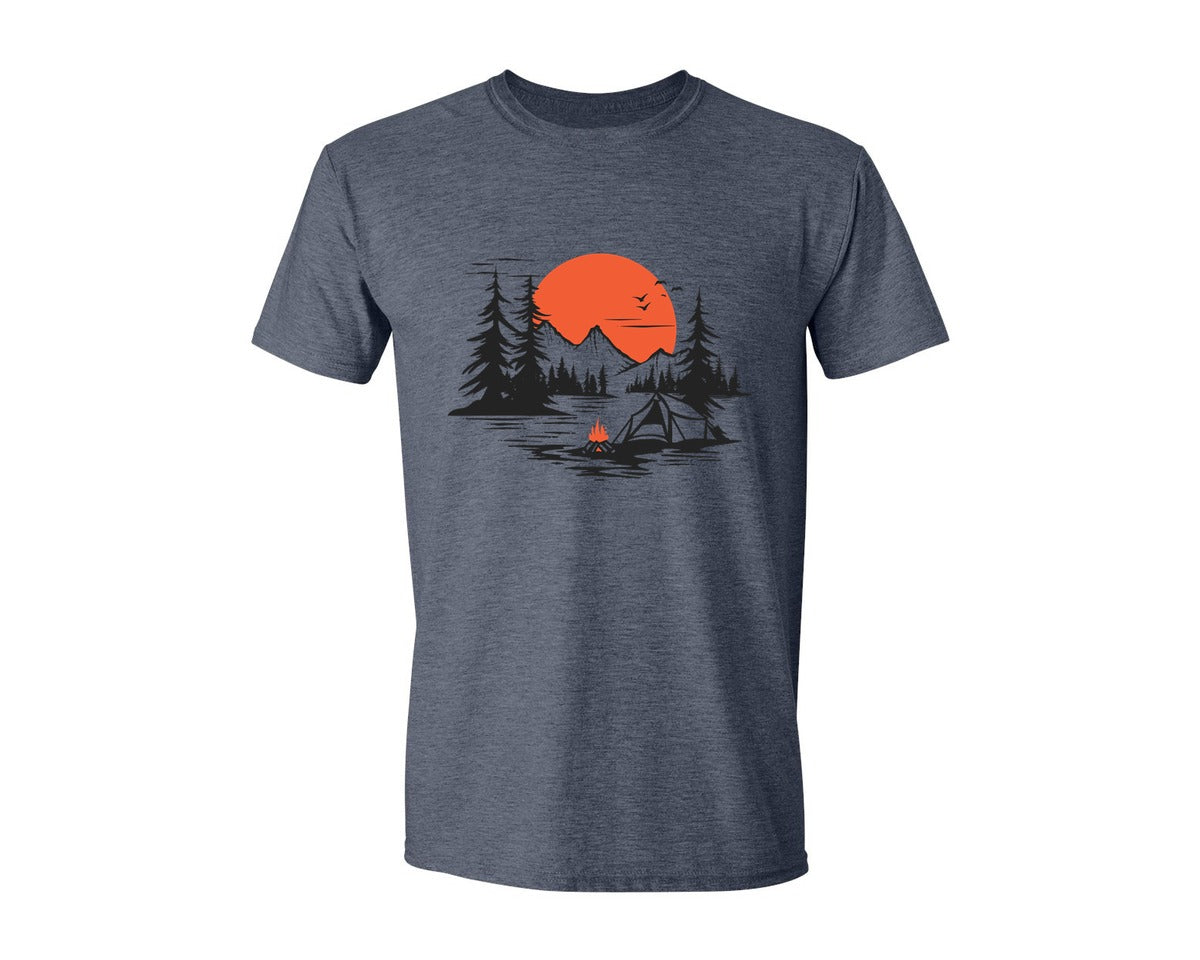 brand:Generic|color:Heather Navy|Sunset Camping Adventure T Shirt Design 9 Graphic T-Shirt