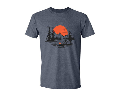 brand:Generic|color:Heather Navy|Sunset Camping Adventure T Shirt Design 9 Graphic T-Shirt
