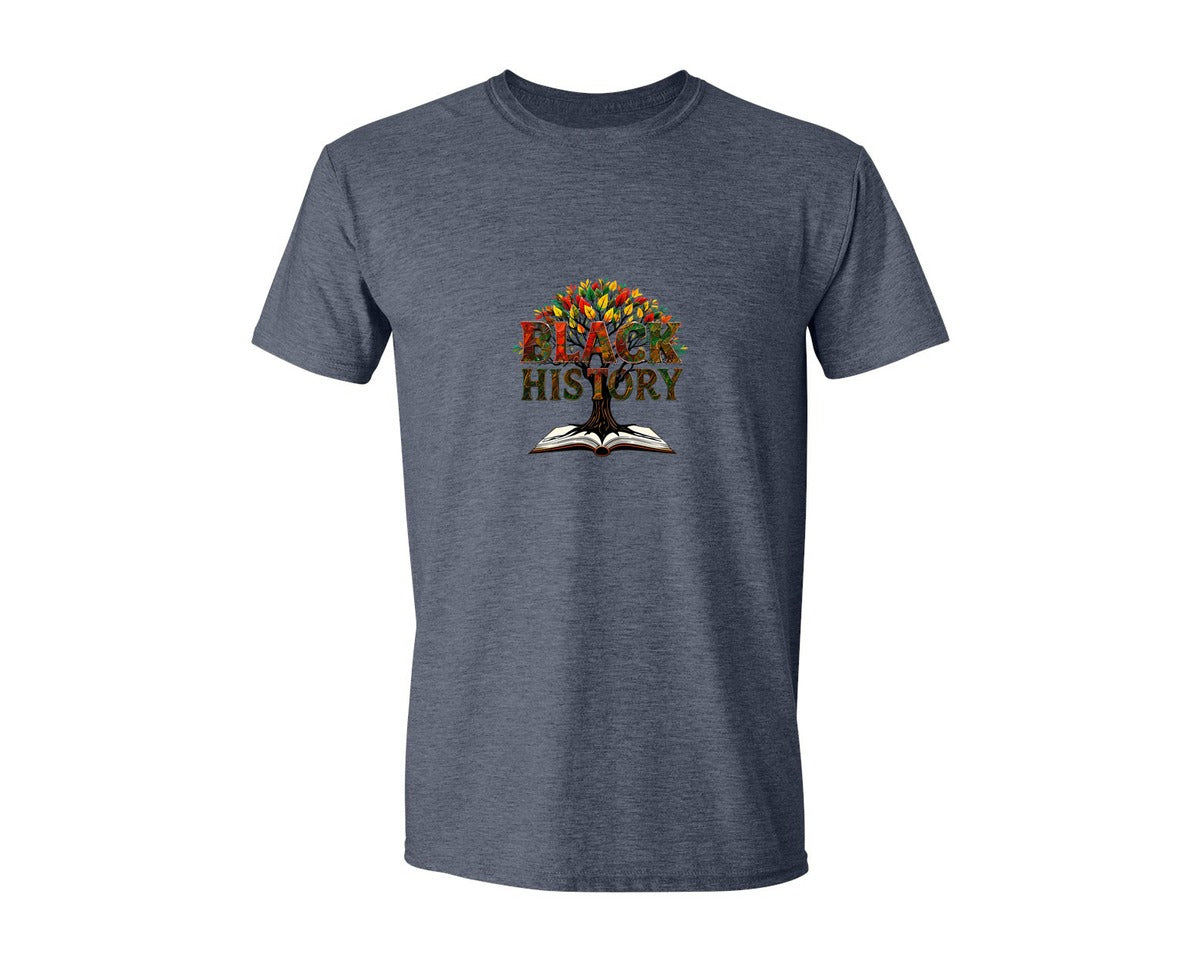 brand:Generic|color:Heather Navy|Black History Month Tree Of Knowledge Graphic T-Shirt