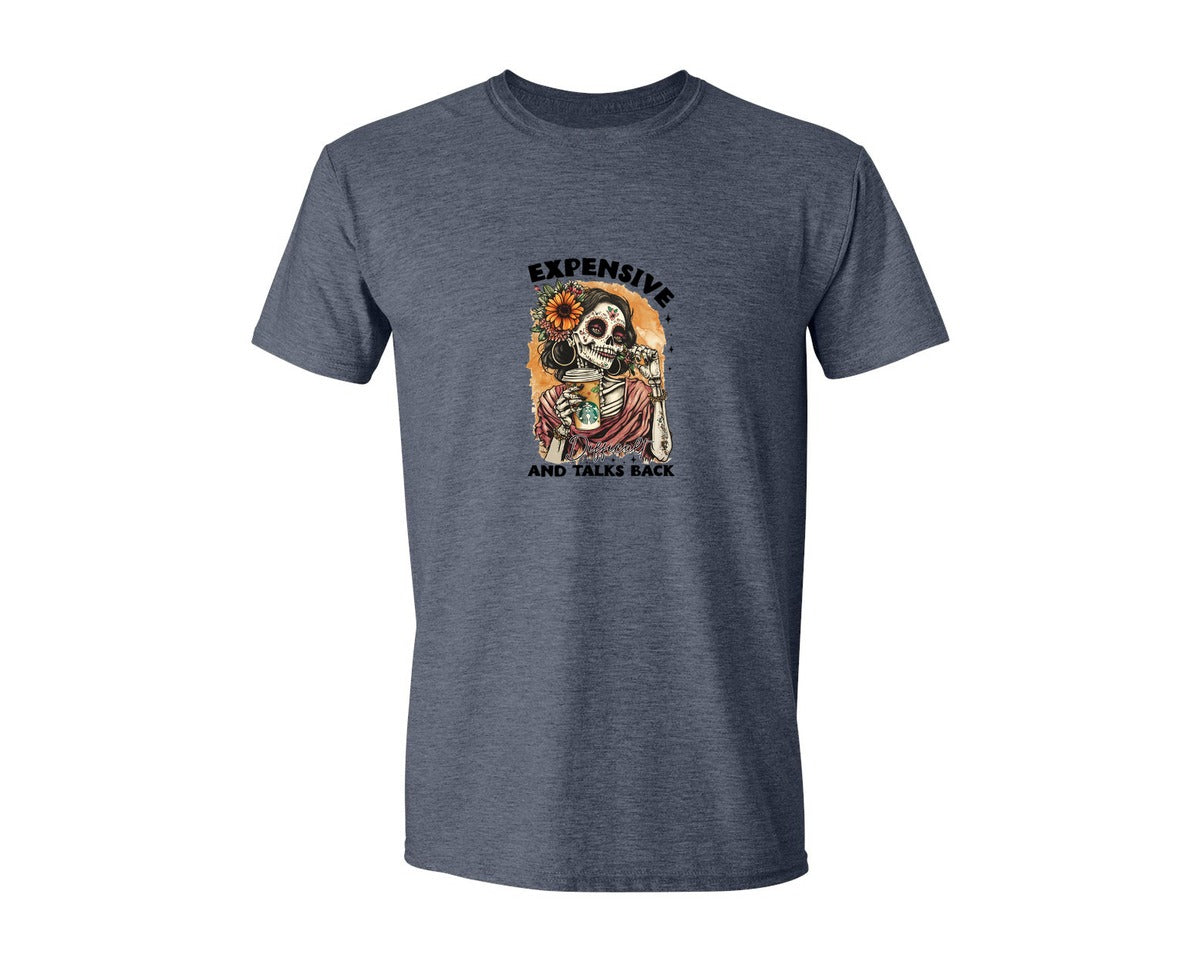 brand:Generic|color:Heather Navy|Expensive Difficult And Talks Back 12 Graphic T-Shirt