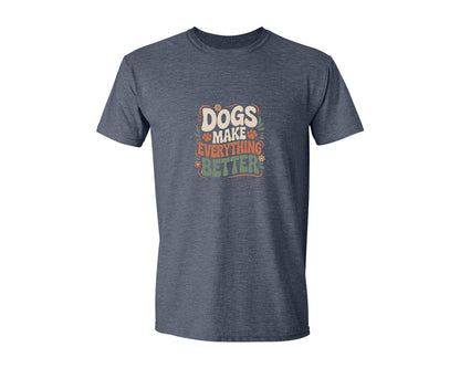 brand:Generic|color:Heather Navy|Dogs Make Everything Better Funny 2 Graphic T-Shirt