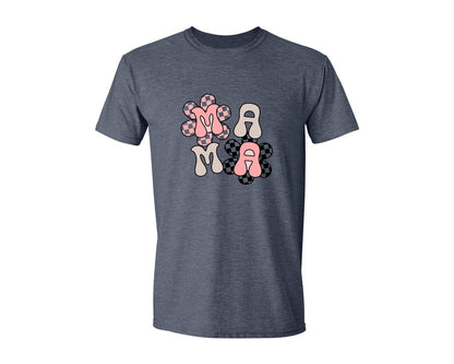brand:Generic|color:Heather Navy|Checker Mama Checkered Mom Graphic T-Shirt