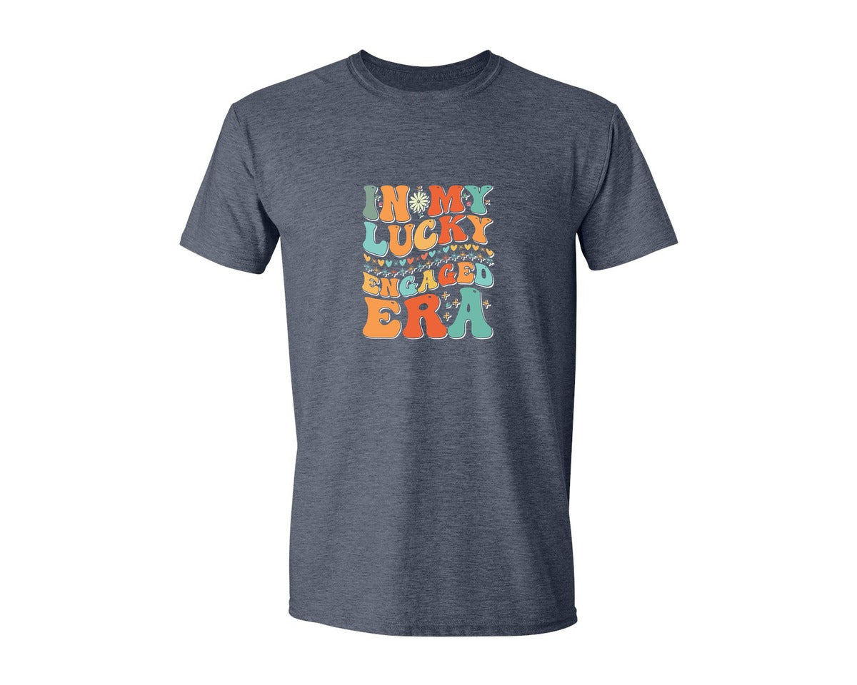 brand:Generic|color:Heather Navy|In My Lucky Engaged Era 2 Graphic T-Shirt