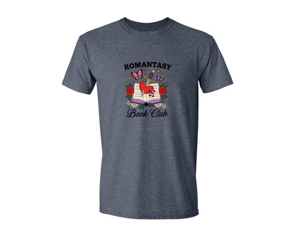 brand:Generic|color:Heather Navy|Romantasy Book Club Sword Through 3 Graphic T-Shirt