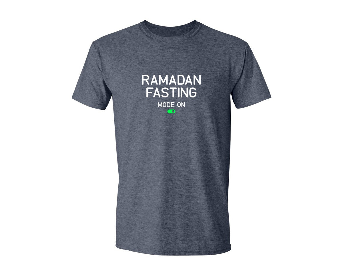 brand:Generic|color:Heather Navy|Ramadan Fasting Mode On Ramadan Typogra Graphic T-Shirt