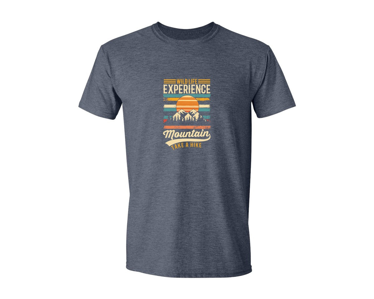 brand:Generic|color:Heather Navy|Wild Life Experience Mountain Hiking Tee Graphic T-Shirt