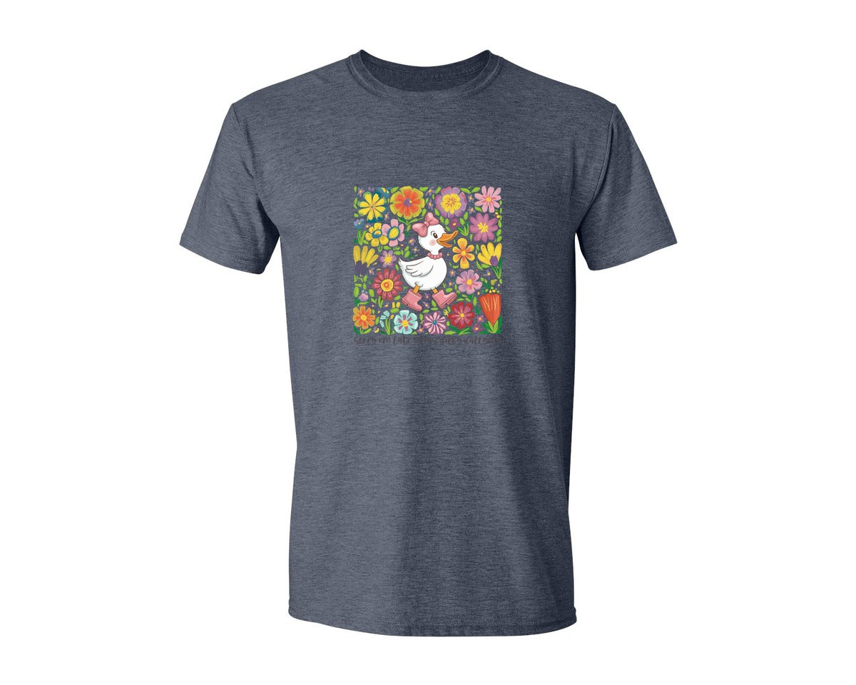 brand:Generic|color:Heather Navy|Funny Mama Goose Boho Floral Graphic T-Shirt