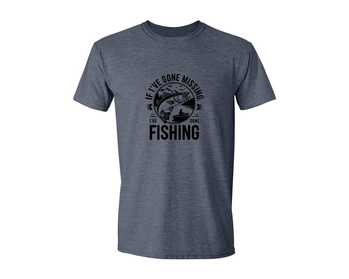 brand:Generic|color:Heather Navy|If Ive Gone Missing Ive Gone Fishing T Graphic T-Shirt