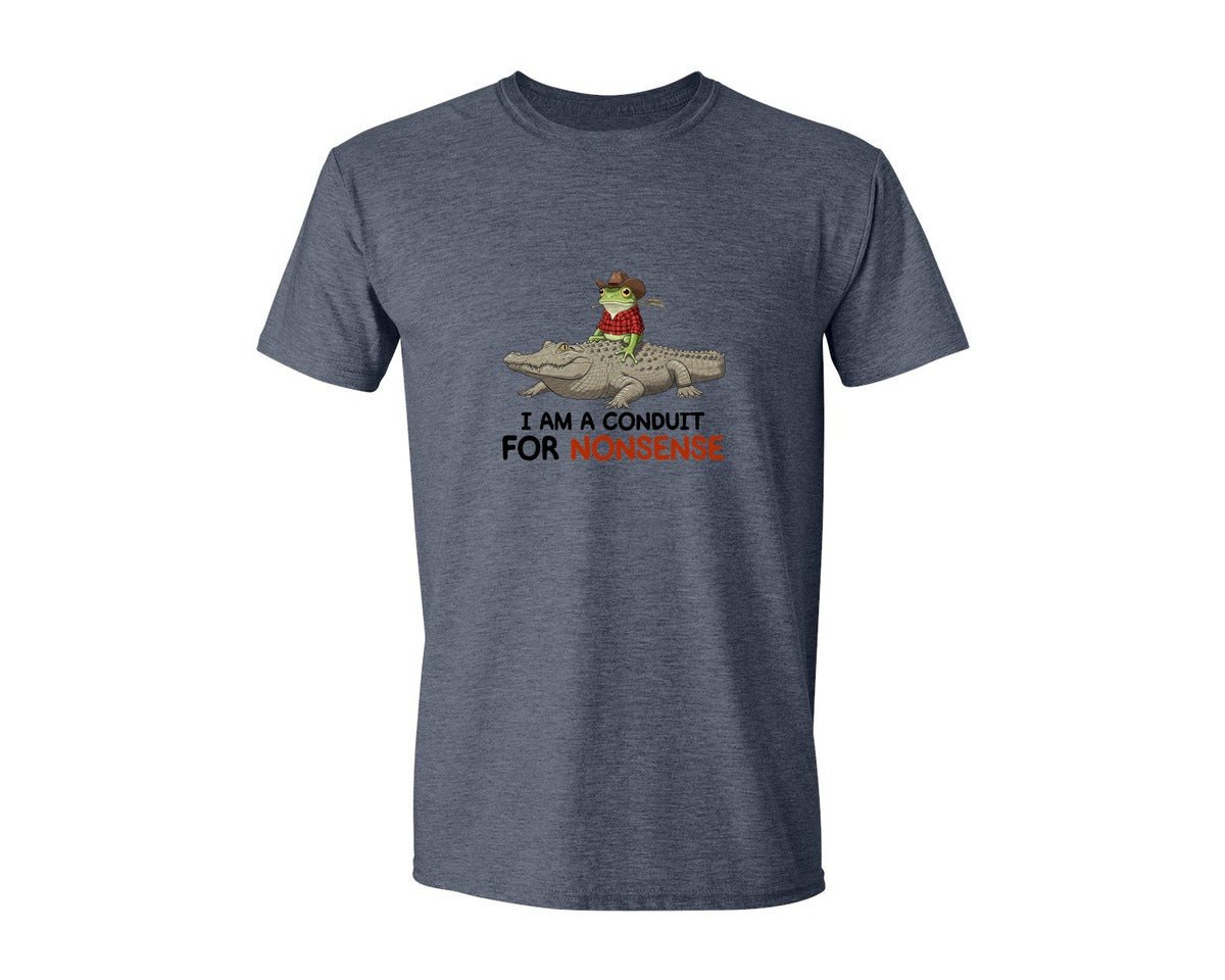 brand:Generic|color:Heather Navy|I Am A Conduit For Nonsense Frog And All Graphic T-Shirt