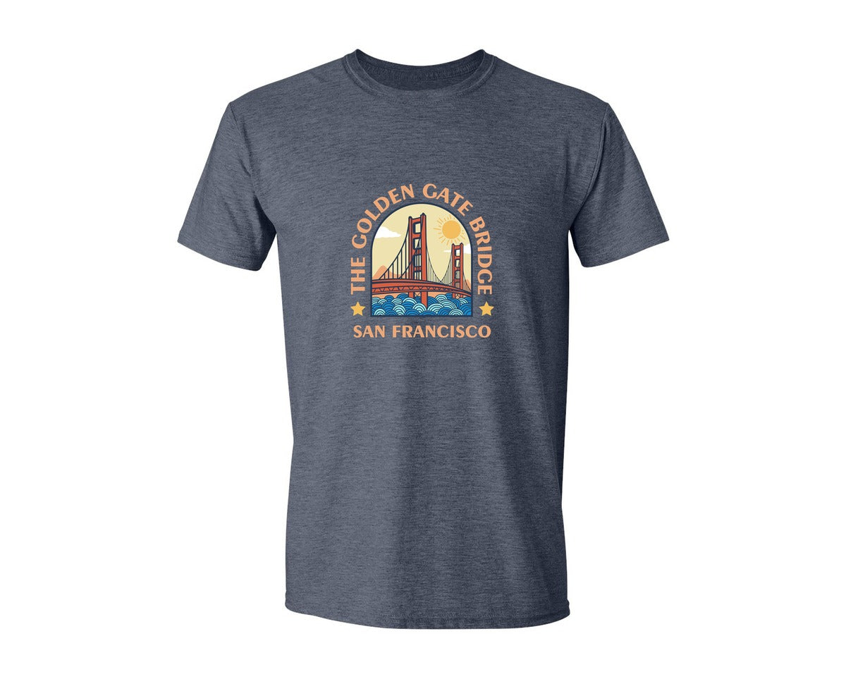 brand:Generic|color:Heather Navy|The Golden Gate Bridge Graphic T-Shirt