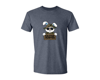 brand:Generic|color:Heather Navy|Easter Hunter Bunny Boy Bunny Graphic T-Shirt
