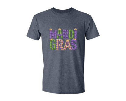 brand:Generic|color:Heather Navy|Mardi Gras Festive Des Graphic T-Shirt