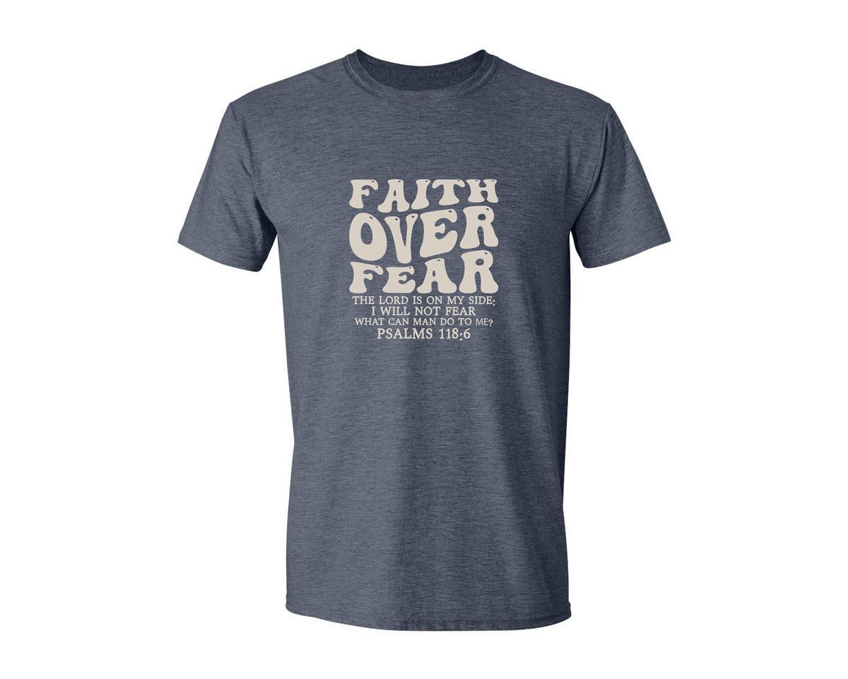 brand:Generic|color:Heather Navy|Faith Over Fear Christian Shirt 4 Graphic T-Shirt