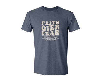 brand:Generic|color:Heather Navy|Faith Over Fear Christian Shirt 4 Graphic T-Shirt