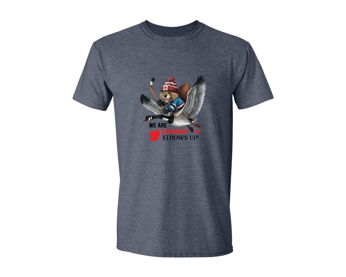 brand:Generic|color:Heather Navy|We Are Canada Elbows Up 2 Graphic T-Shirt