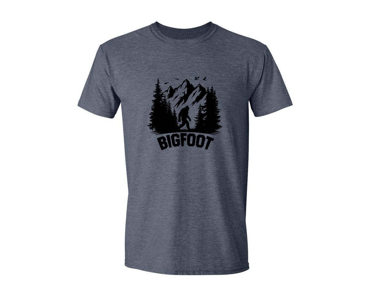 brand:Generic|color:Heather Navy|Retro Bigfoot Silhouette Pixel Art Graphic T-Shirt