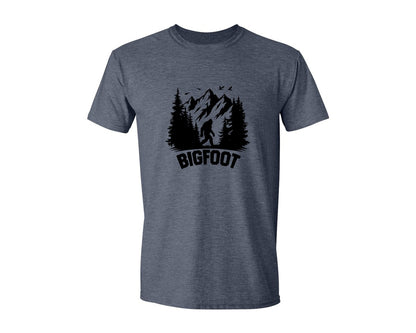 brand:Generic|color:Heather Navy|Retro Bigfoot Silhouette Pixel Art Graphic T-Shirt
