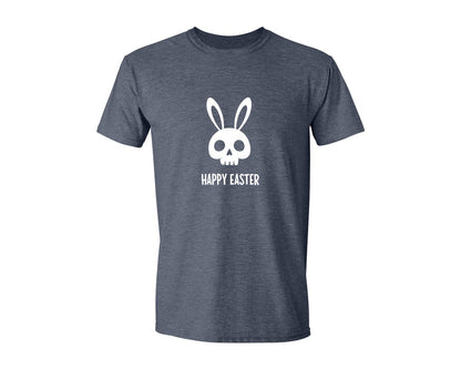brand:Generic|color:Heather Navy|Gothic Creepy Easter Bunny Skull Irony Graphic T-Shirt