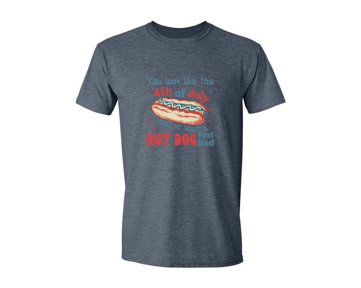 brand:Generic|color:Heather Navy|You Look Like The 4Th Of July Makes 3 Graphic T-Shirt